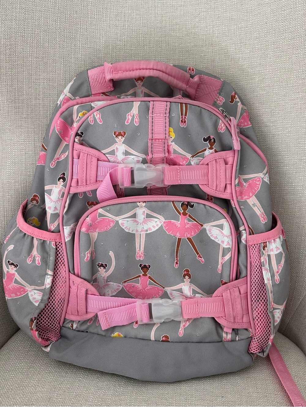 Pottery Barn Kids PBK Pink Ballerina Print Backpack Dance School Bag